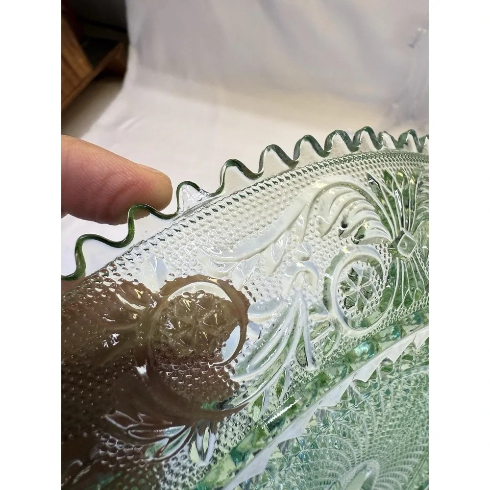 Vintage Tiara Chantily Sandwich Light Green Glass 12